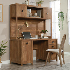 Hutch with Hidden Storage, Brown finish