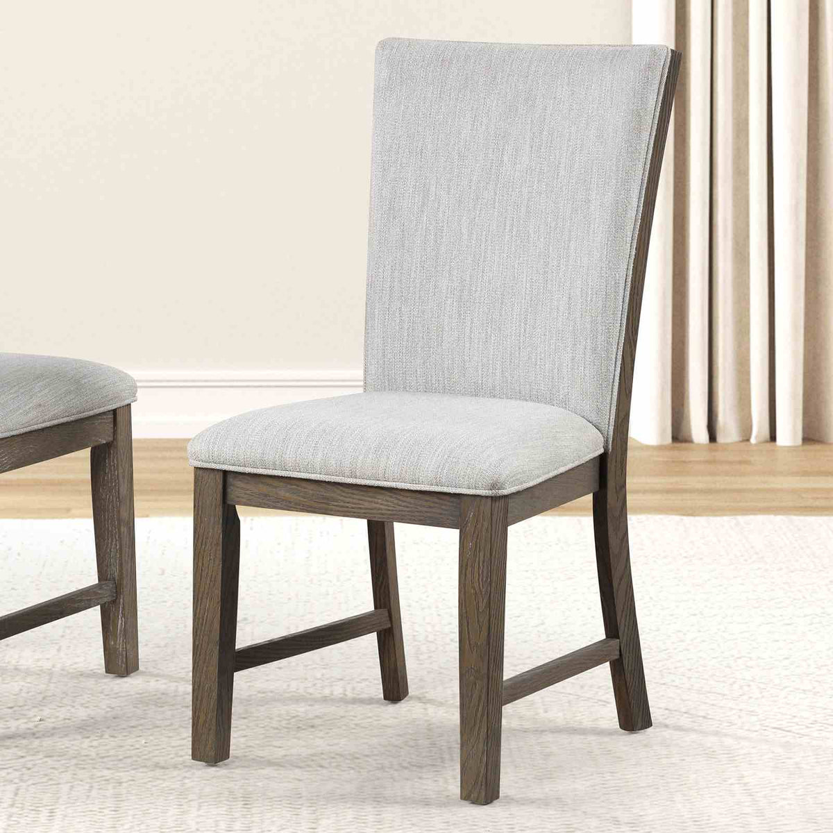 Modern Farmhouse Style 2pc Upholstery Side Chair Splat Back Oak Finish Dining Room Furniture