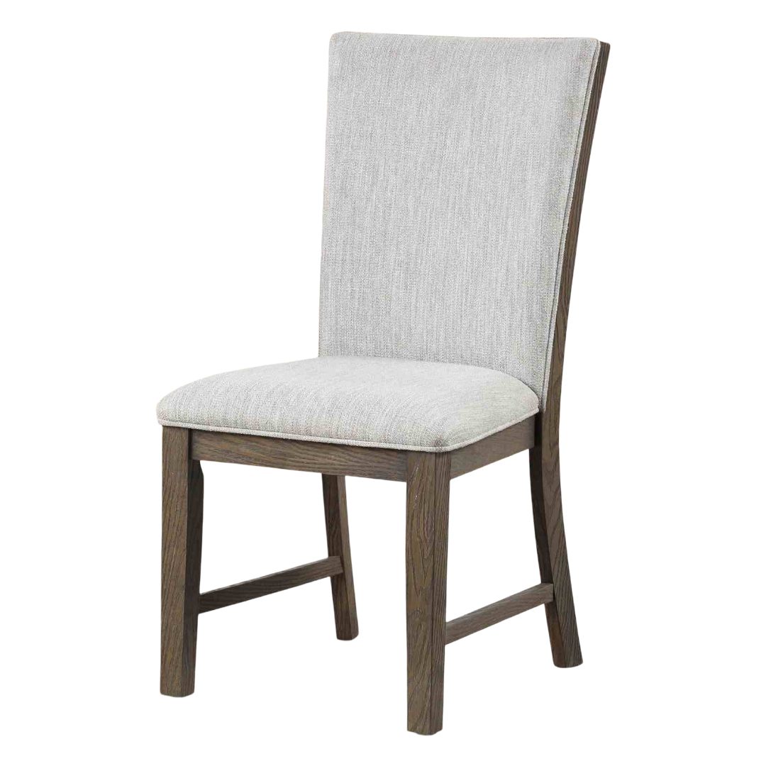 Modern Farmhouse Style 2pc Upholstery Side Chair Splat Back Oak Finish Dining Room Furniture