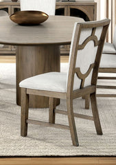 Modern Farmhouse Style 2pc Upholstery Side Chair Splat Back Oak Finish Dining Room Furniture