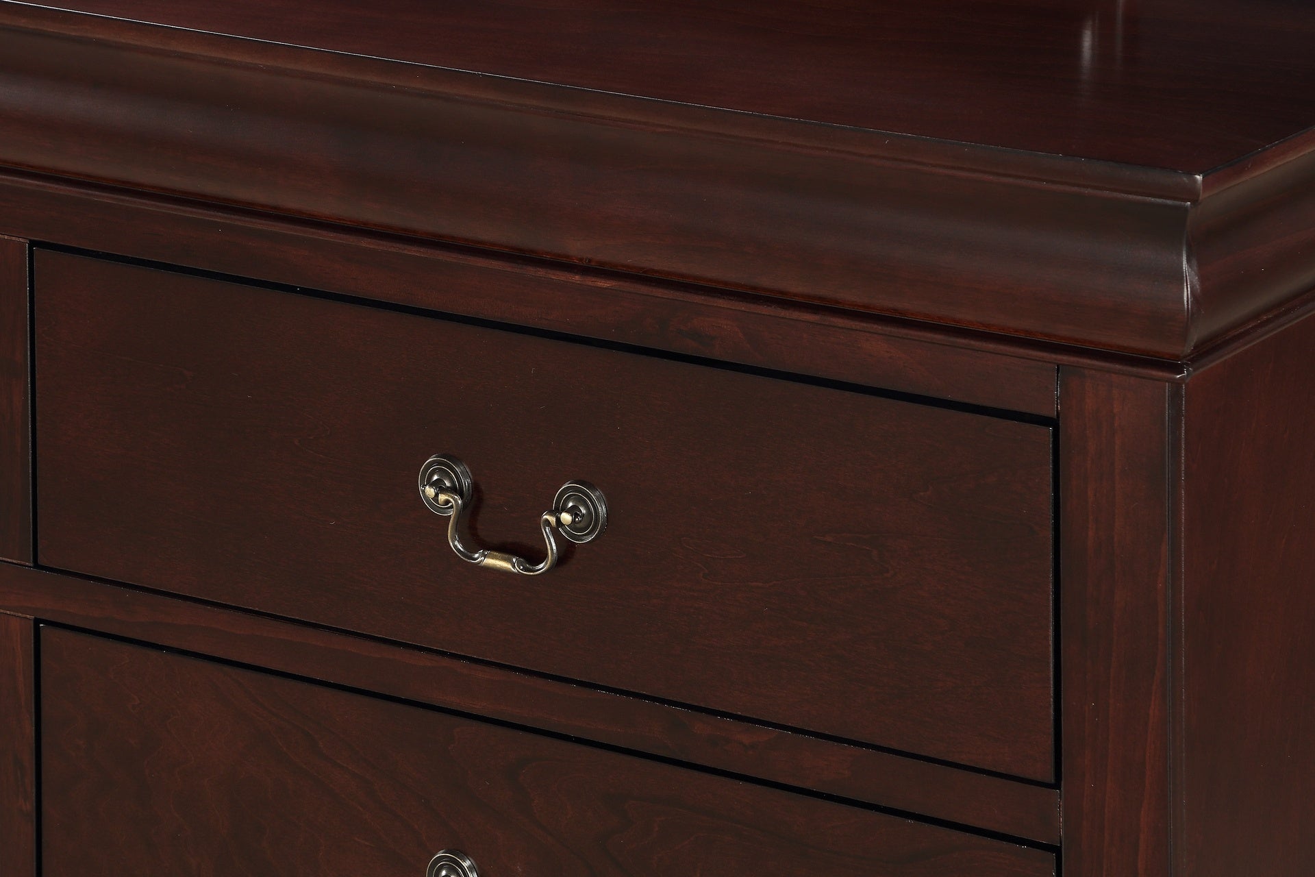 1pc Cherry Finish Six Drawers Louis Philip Dresser Solid Wood Contemporary Sleek Ample Storage