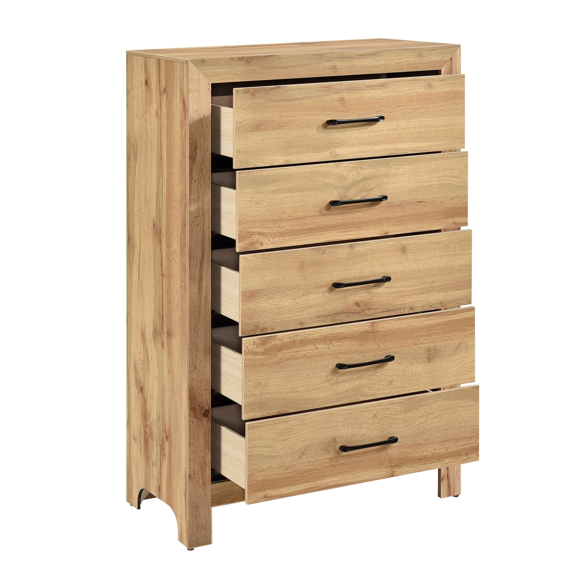 Rustic Natural Finish 5-Drawers Storage Chest Wooden Bedroom Furniture 1pc Vertical Dresser