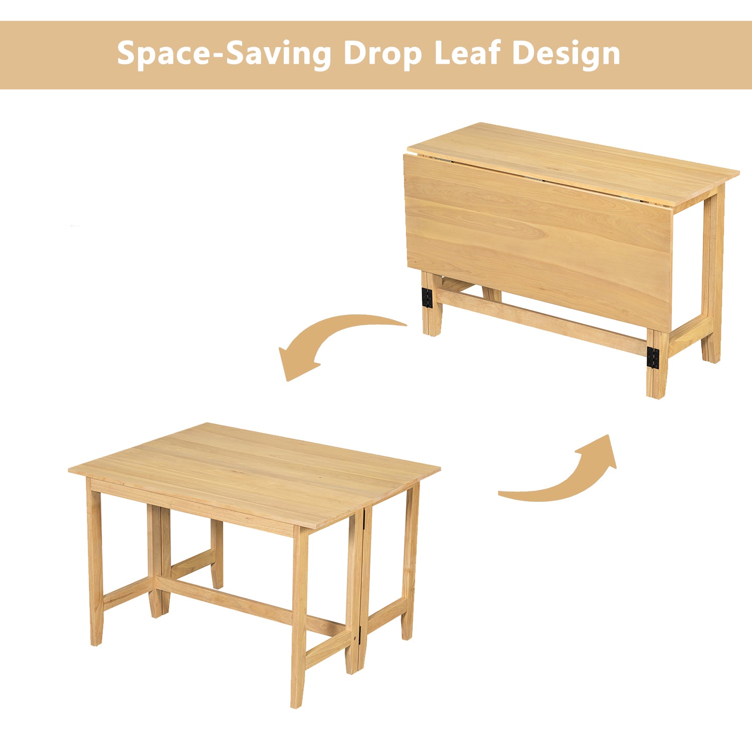 TOPMAX Farmhouse Wood Extendable Dining Table with Drop Leaf for Small Places, Natural