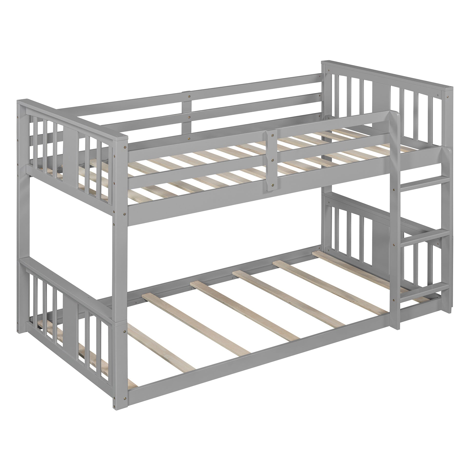 Twin Over Twin Bunk Bed with Ladder, Gray