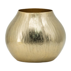 11x11x9" Aluminum Chisel Flower Vase, Gold