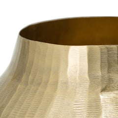 11x11x9" Aluminum Chisel Flower Vase, Gold