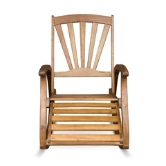 Outdoor Acacia wood Rocking Chair with Retractable foot panel,Rocker Patio Rocking Chair for Porch, Patio, Balcony,