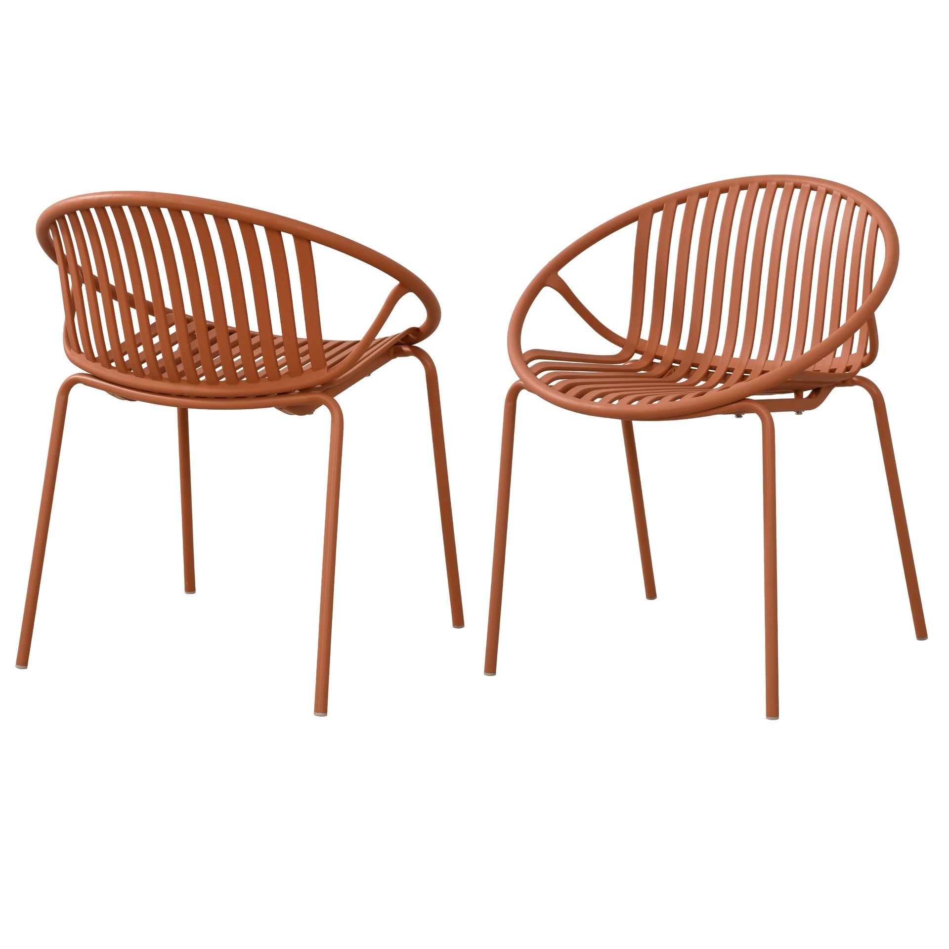 Patio Dining Chairs Stackable Chairs with Breathable Design Modern Simple Art Style (Set of 2),Metal Legs+Plastic backrest,Orange