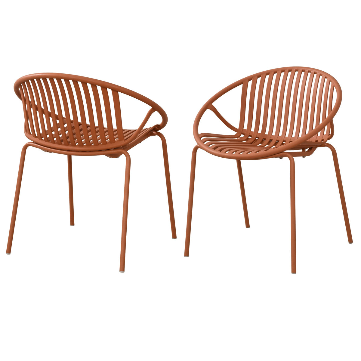 Patio Dining Chairs Stackable Chairs with Breathable Design Modern Simple Art Style (Set of 2),Metal Legs+Plastic backrest,Orange