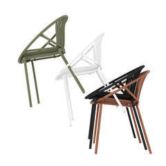 Patio Dining Chairs Stackable Chairs with Breathable Design Modern Simple Art Style (Set of 2),Metal Legs+Plastic backrest,Orange