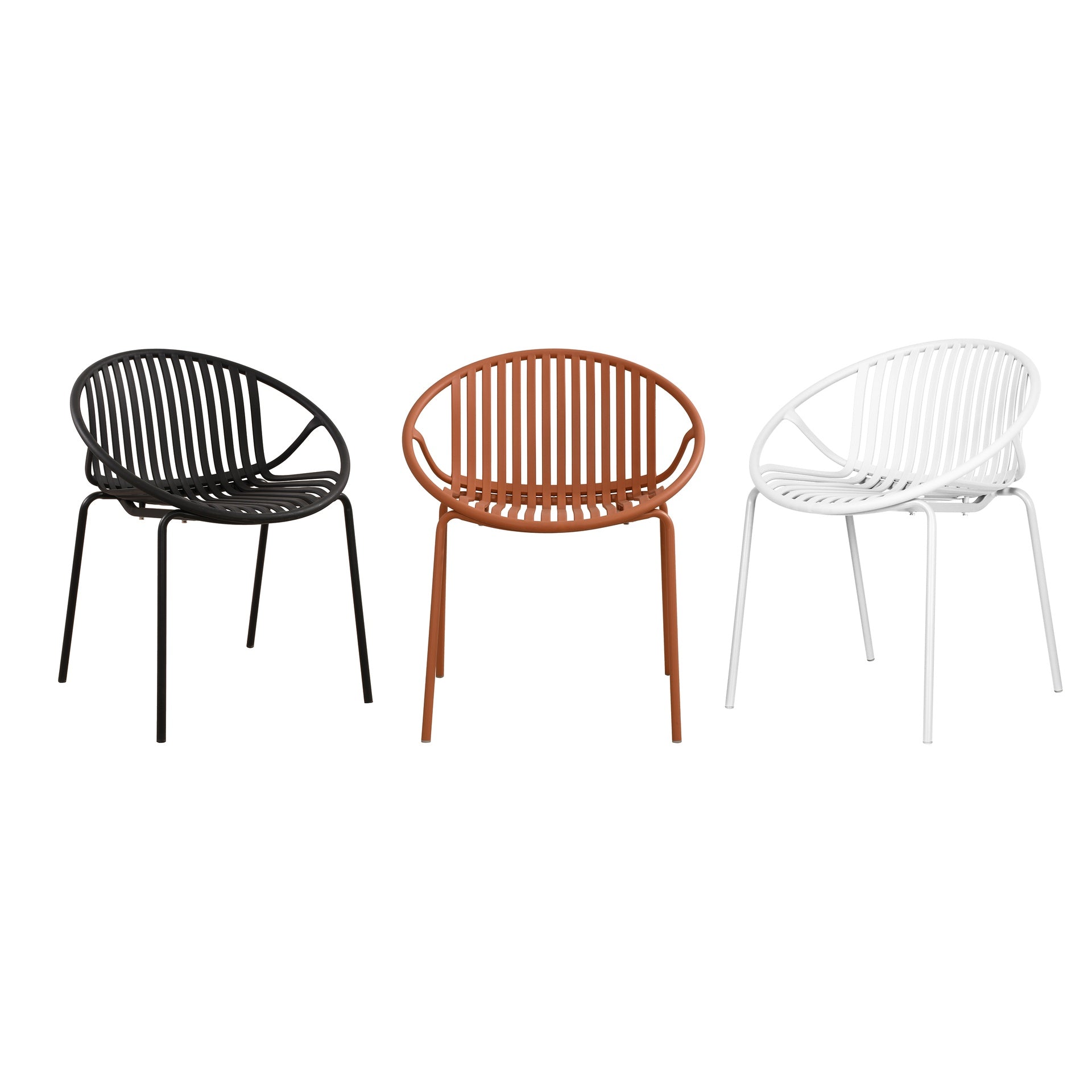 Patio Dining Chairs Stackable Chairs with Breathable Design Modern Simple Art Style (Set of 2),Metal Legs+Plastic backrest,Orange