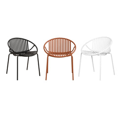 Patio Dining Chairs Stackable Chairs with Breathable Design Modern Simple Art Style (Set of 2),Metal Legs+Plastic backrest,Orange