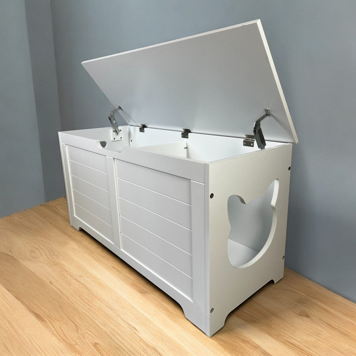 39.4" Top open Cat Litter Box Enclosure Furniture, Cat Washroom, Hidden Litter Box Cover, Cabinet for Large Cat, Dog Proof Cat Litter Boxes, Hideaway Litter Box, Cat House, White