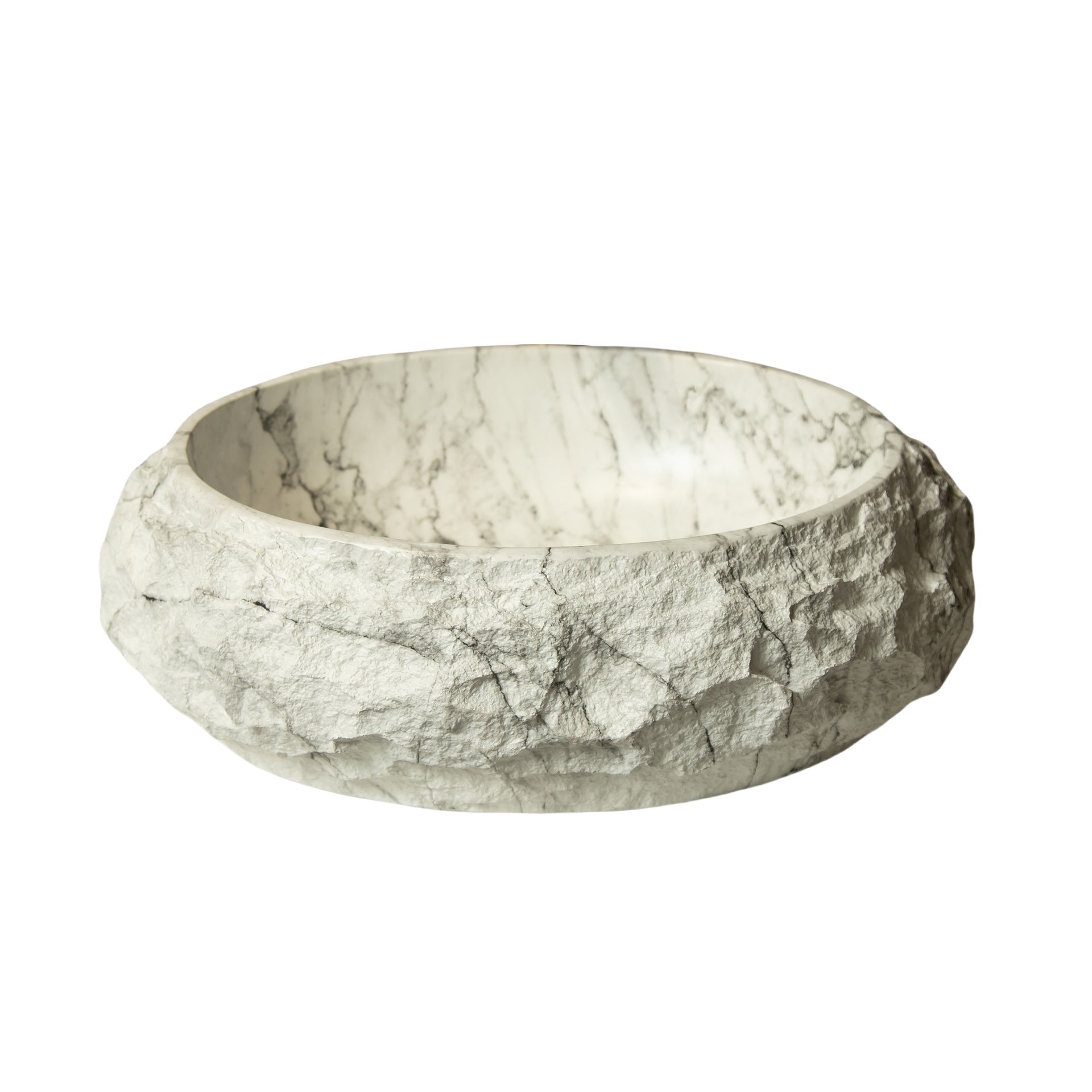 Luna 18'' Bathroom Sink, Irregular Oval Resin Vessel Basin with Stone Pattern, Artistic Style Sink, NO Faucet, Ivory