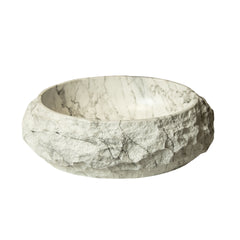 Luna 18'' Bathroom Sink, Irregular Oval Resin Vessel Basin with Stone Pattern, Artistic Style Sink, NO Faucet, Ivory