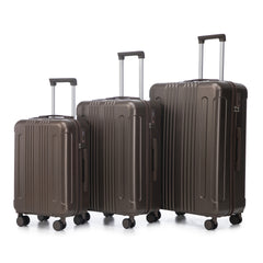 20"/24"/28" 3 pcs/set in ABS Spinner Wheel Luggage, Carry on Suitcase, Matching Color, TSA Combination Lock (Brown)