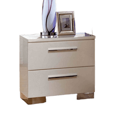 Contemporary Style 1pc Nightstand English Dovetail Drawers Lacquer Coating Chrome Handles And Legs Glossy White Finish Bedroom Furniture