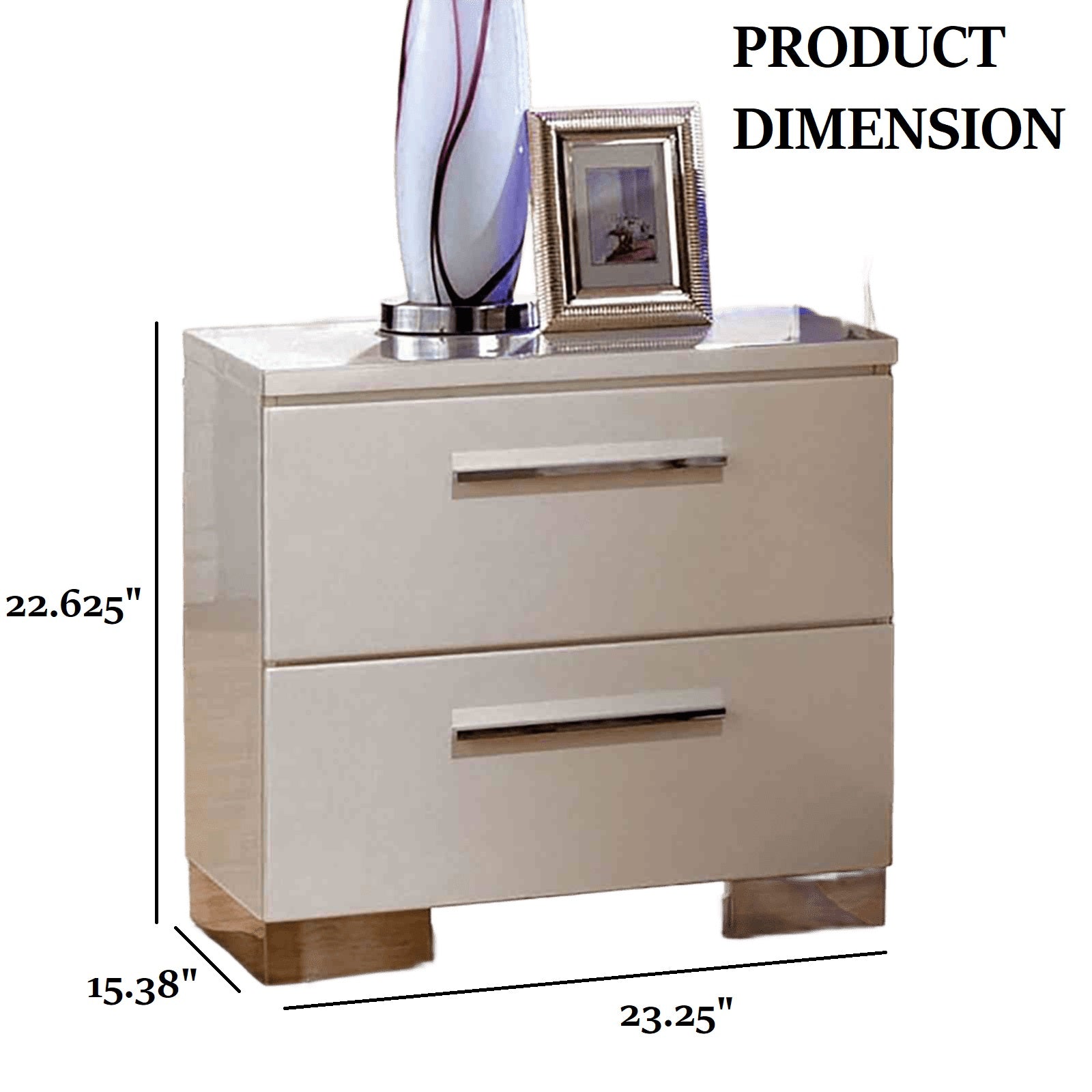 Contemporary Style 1pc Nightstand English Dovetail Drawers Lacquer Coating Chrome Handles And Legs Glossy White Finish Bedroom Furniture