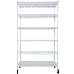6 Tier 6000lbs Capacity NSF Metal Shelf Wire Shelving Unit, Heavy Duty Adjustable Storage Rack with Wheels & Shelf Liners for Commercial Grade Utility Steel Storage Rack, white - 84"H x 48"L x 20"D