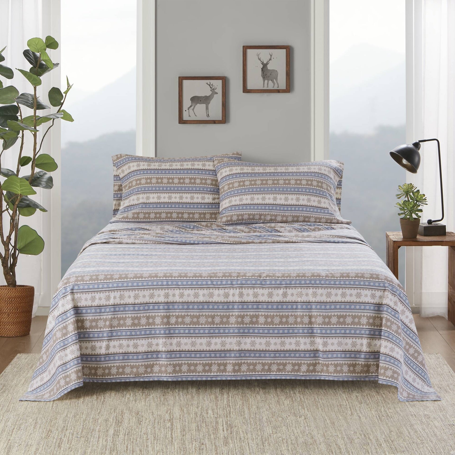 3 PCS Twin Sheet Set Blue Snowflake