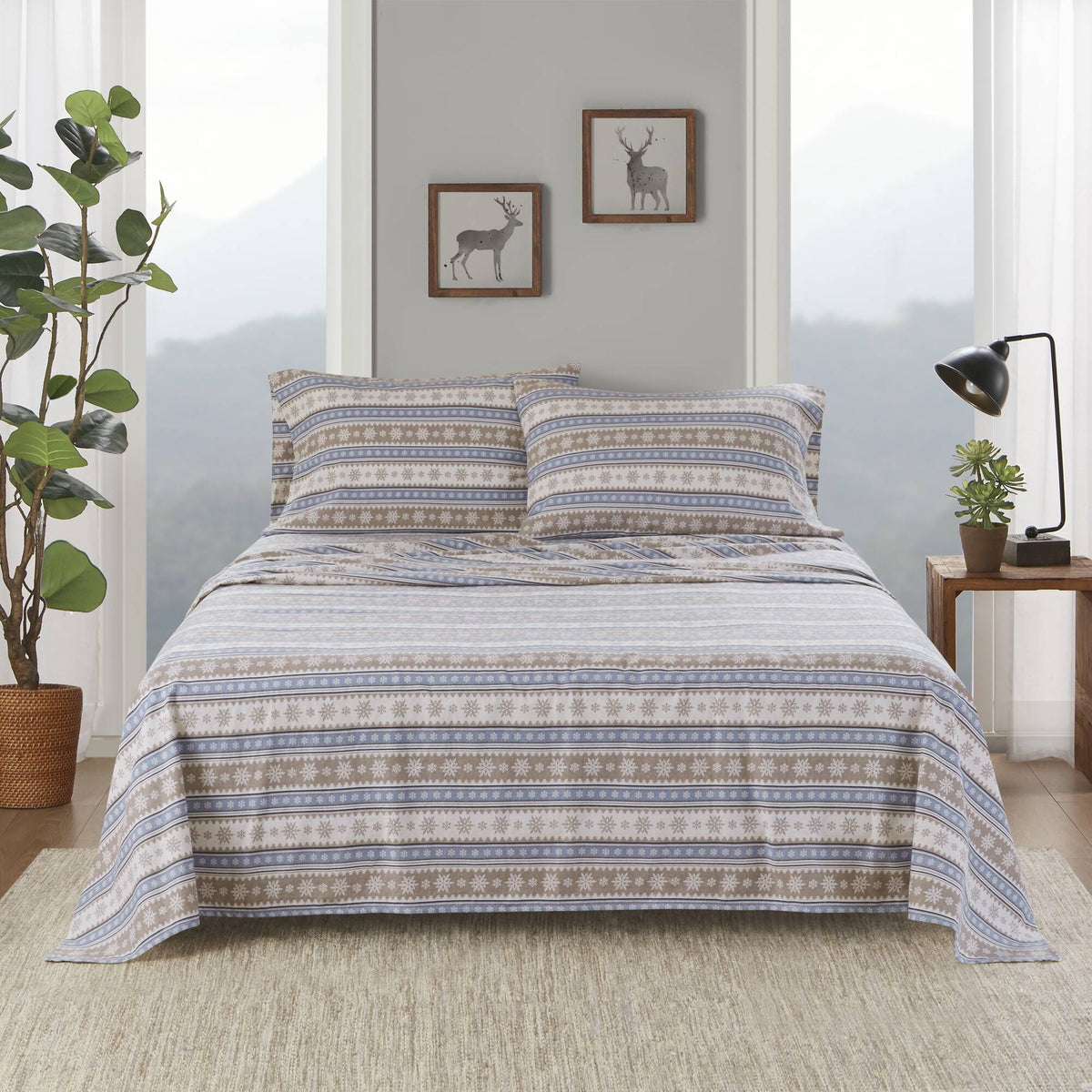 3 PCS Twin Sheet Set Blue Snowflake