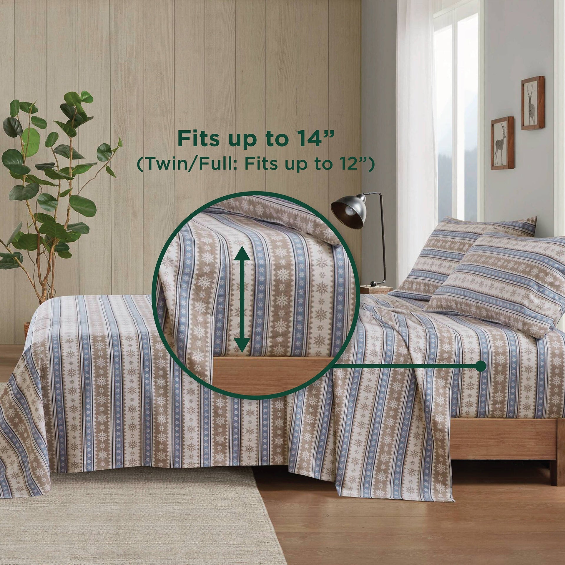 3 PCS Twin Sheet Set Blue Snowflake
