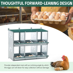 Chicken Nesting Box, 6 Room Metal Nesting Boxes for Chicken,Galvanized steel Nesting Boxes for Hens,Easy to Assemble