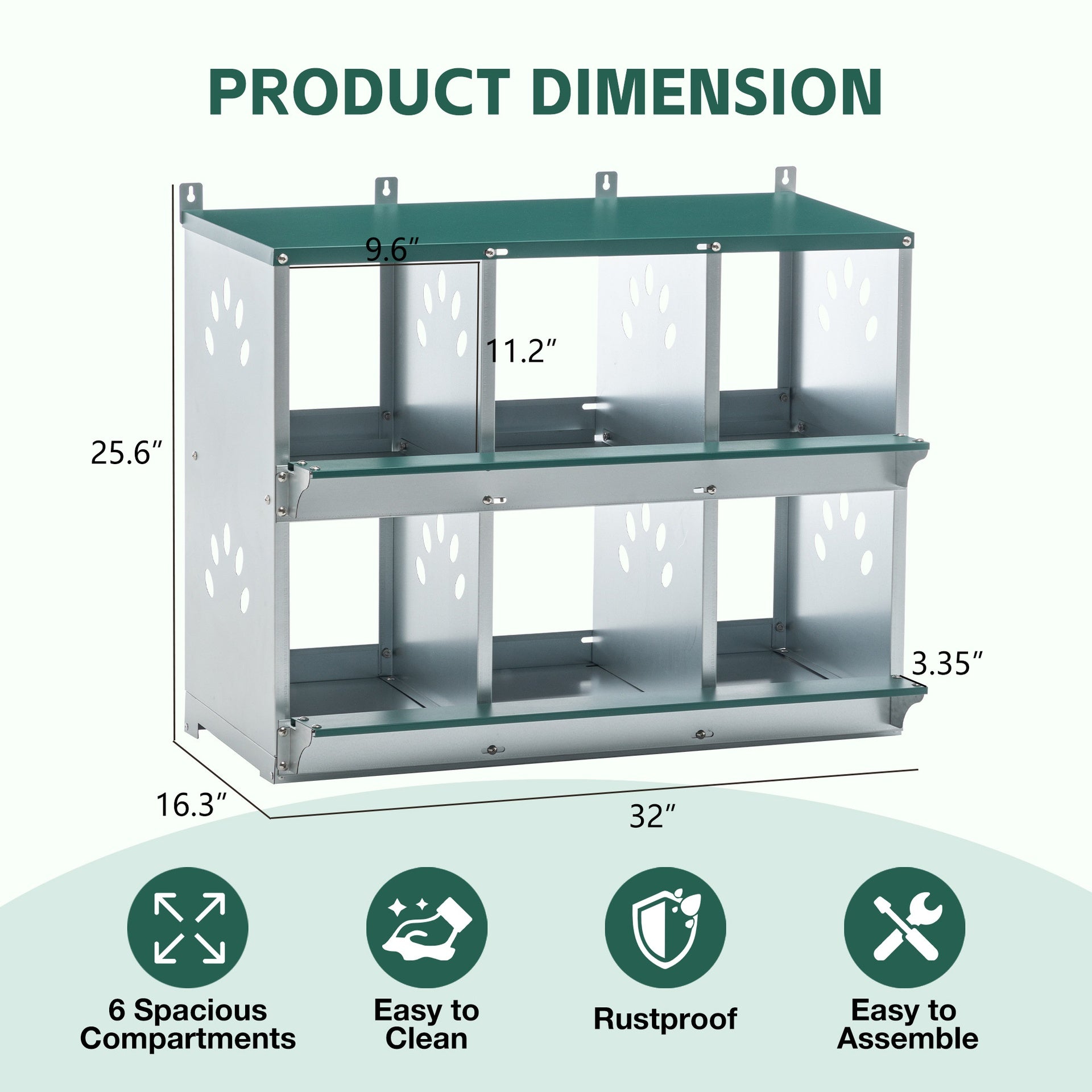 Chicken Nesting Box, 6 Room Metal Nesting Boxes for Chicken,Galvanized steel Nesting Boxes for Hens,Easy to Assemble