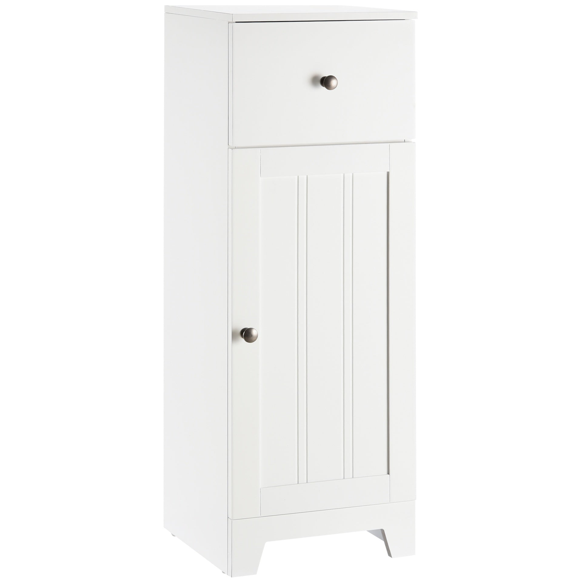 kleankin Short Bathroom Storage Cabinet, Cabinet Organizer with 1 Drawer and Adjustable Shelf for Living Room, White