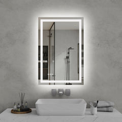 24"*36"LED Bathroom Mirror,Front-Lit and Back-Lit, Stepless Dimmable, 3 Colors CRI90+, Brightness Memory, Shatter-Proof,Anti-fog LED Vanity Mirror, IP44 Waterproof