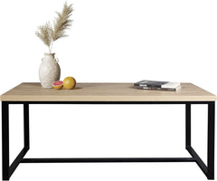 Bali Coastal Modern Coffee Table Natural Wood Top with Black Metal Legs