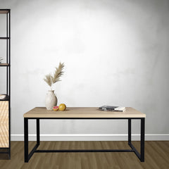 Bali Coastal Modern Coffee Table Natural Wood Top with Black Metal Legs