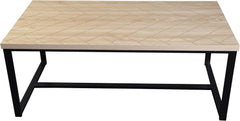 Bali Coastal Modern Coffee Table Natural Wood Top with Black Metal Legs