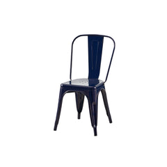 Set of 2 Dark Blue Industrial Metal Dining Chairs 18 Inch Seat Height Stackable Indoor Outdoor, Lightweight Easy-Clean Surface, Easy Assembly, Durable Modern Design
