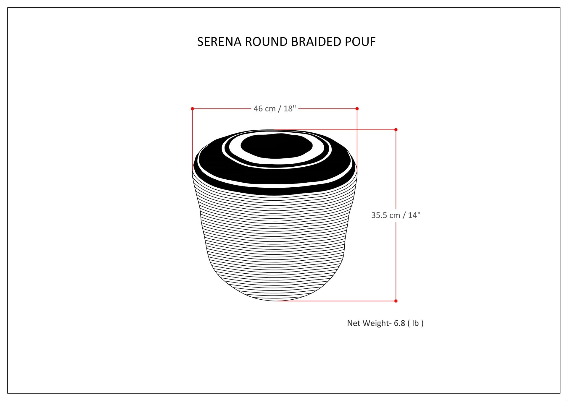 Serena - Round Braided Pouf - Natural