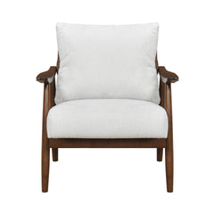 Modern Living Room 1pc Beige Accent Chair Solid Wood Brown Finish Wooden Furniture