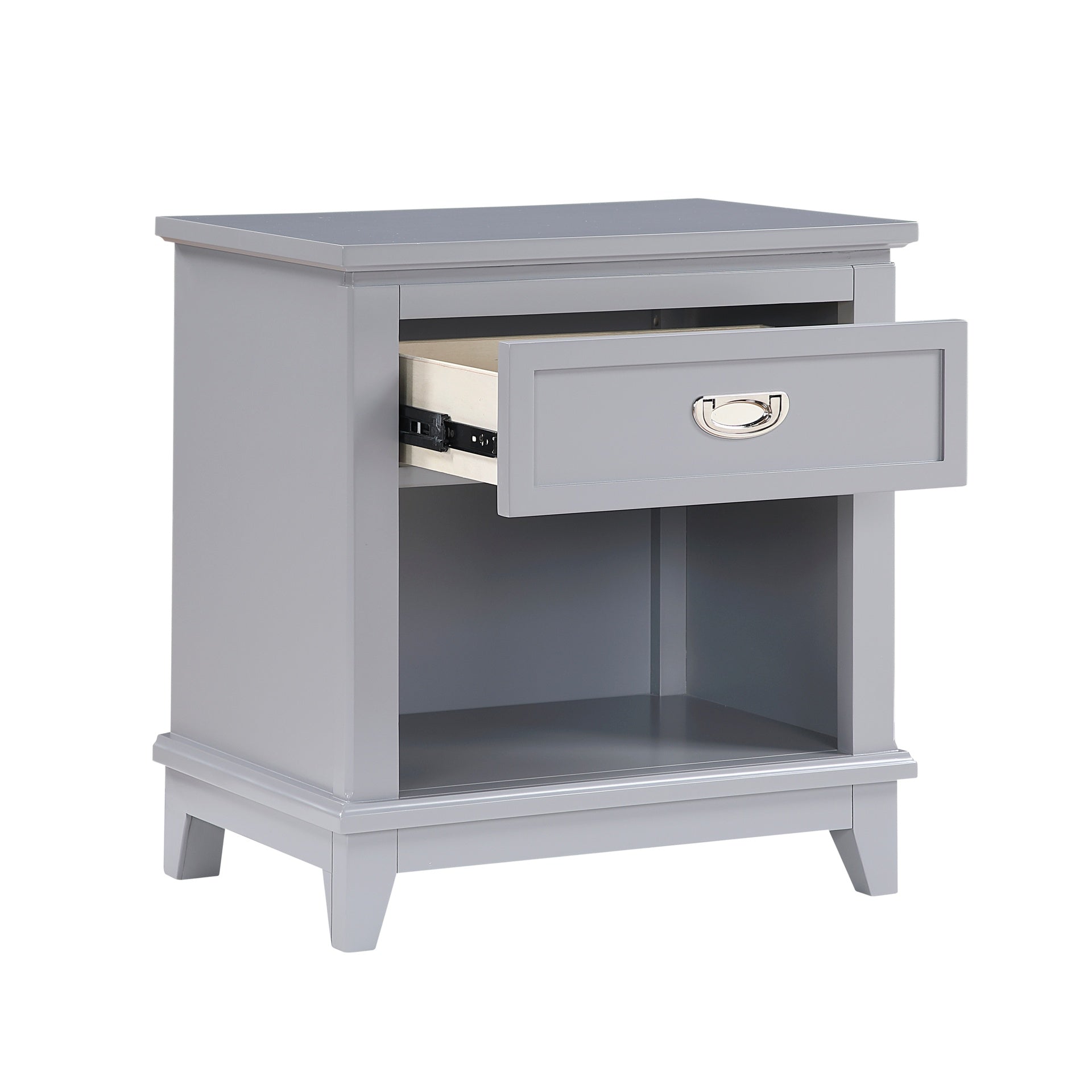 Gray Finish 1pc Nightstand with Storage Drawer Bottom Shelf Classic Style Bedroom Furniture