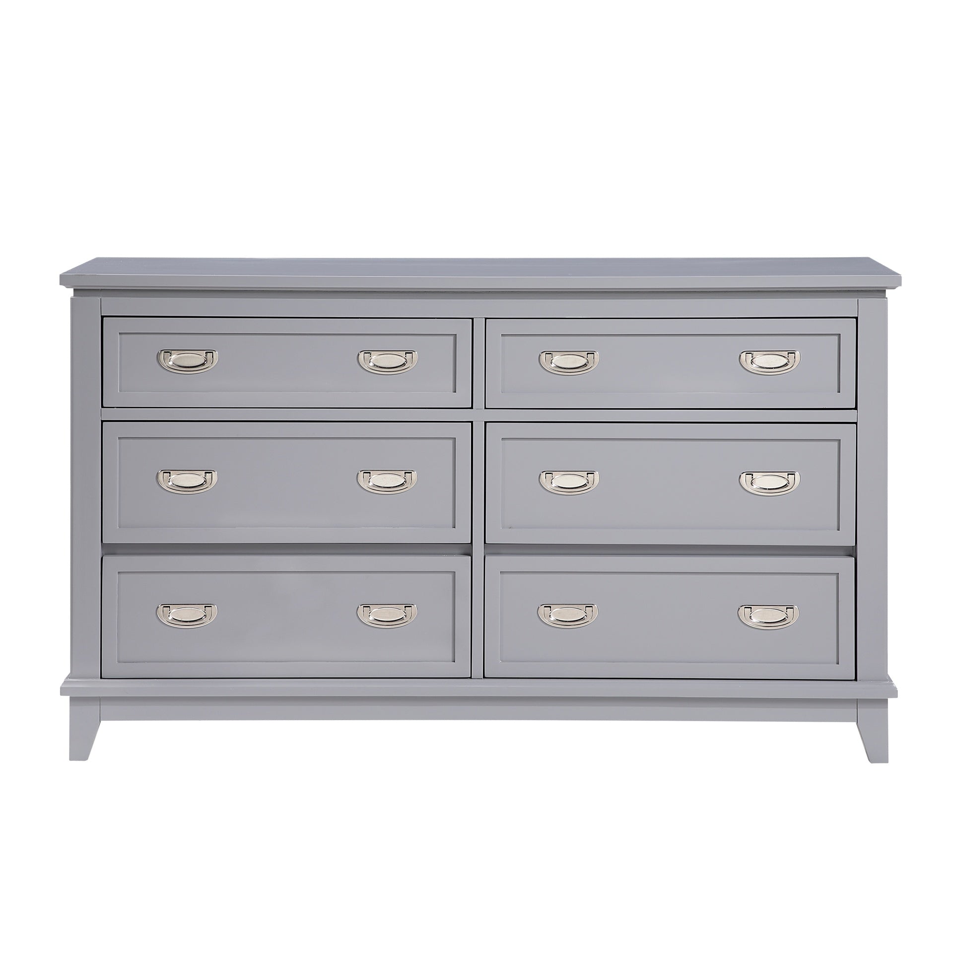 Gray Finish Dresser with 6 Drawers Wooden Modern Bedroom Furniture 1pc