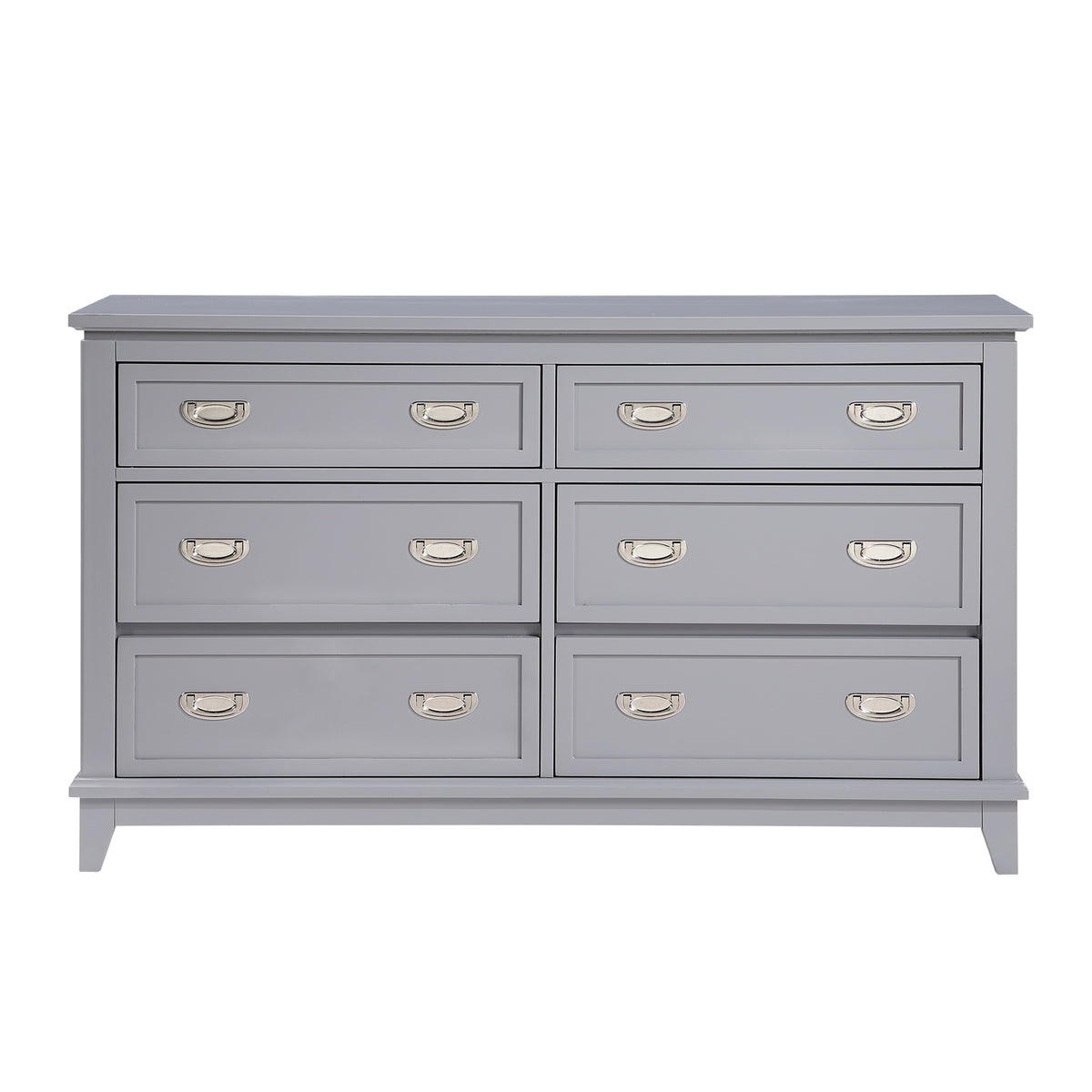 Gray Finish Dresser with 6 Drawers Wooden Modern Bedroom Furniture 1pc
