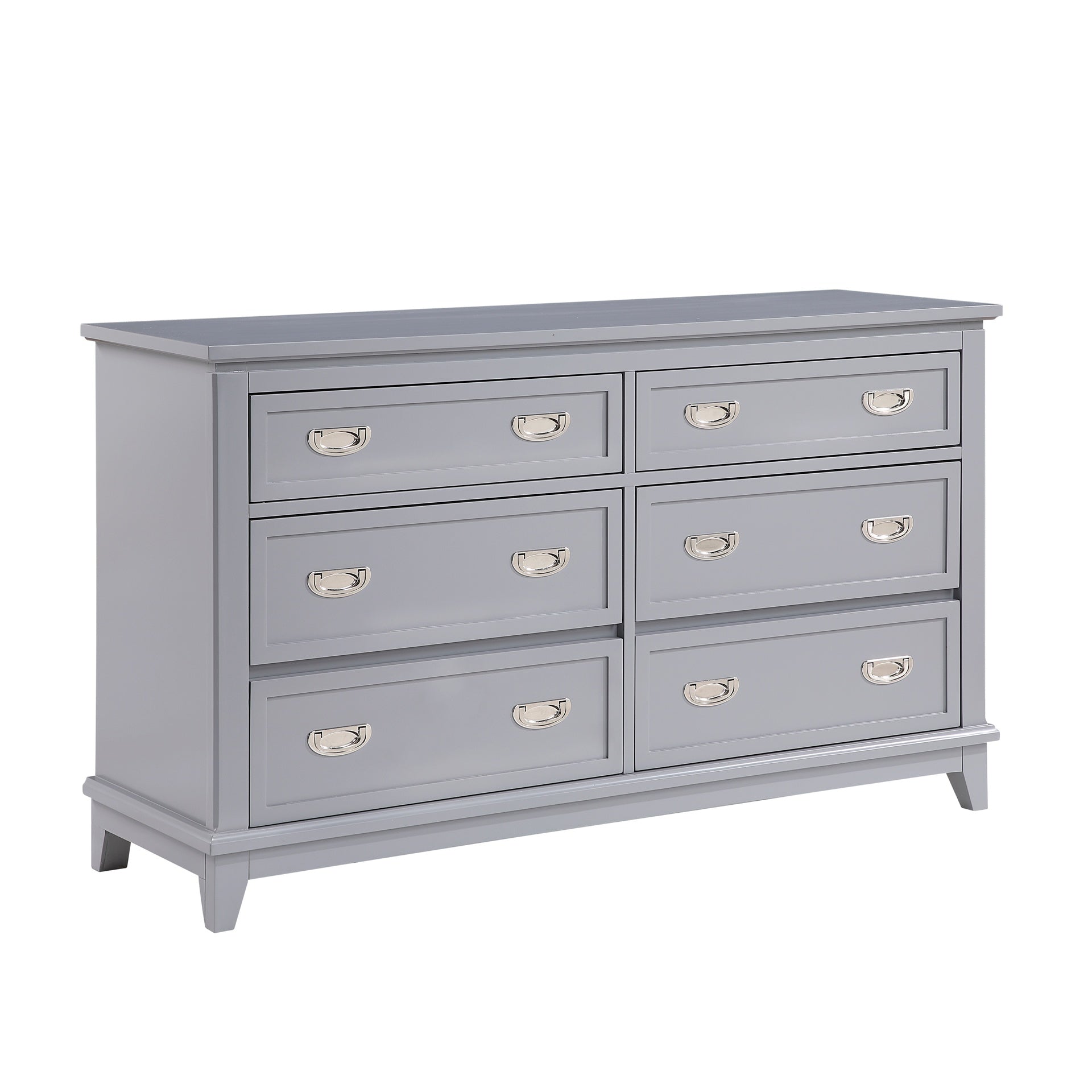 Gray Finish Dresser with 6 Drawers Wooden Modern Bedroom Furniture 1pc