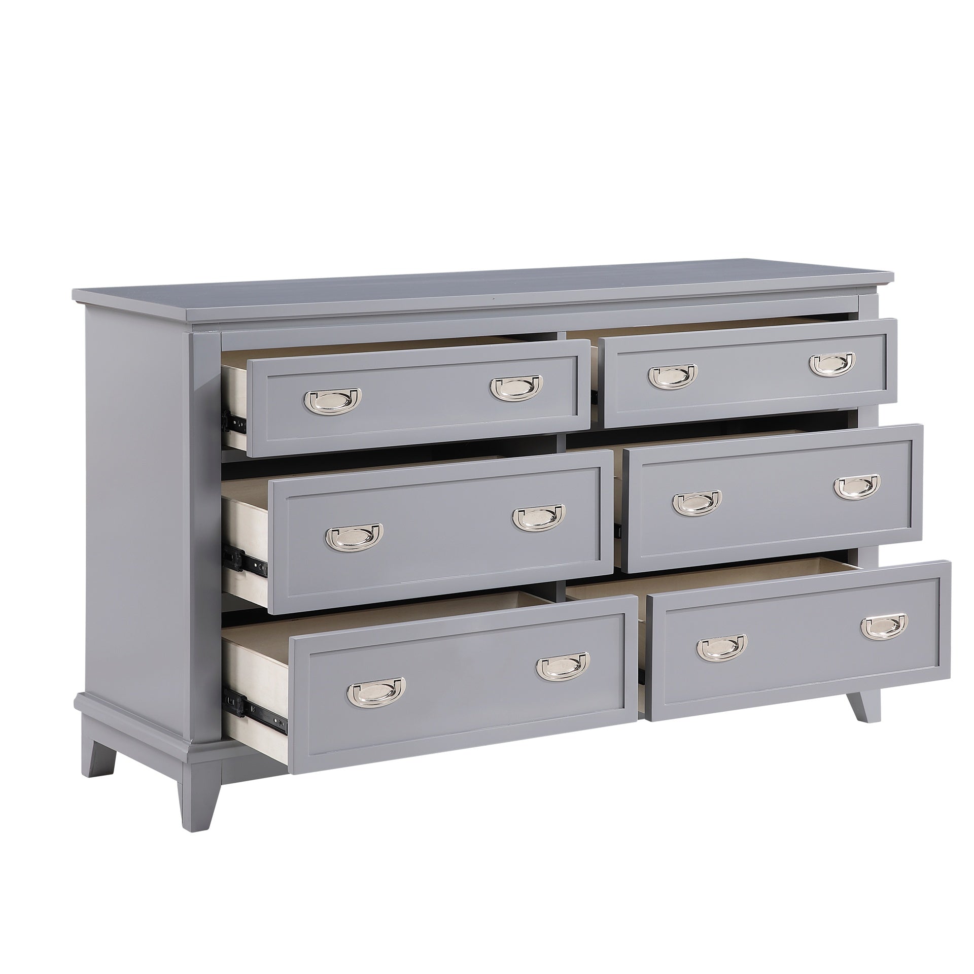 Gray Finish Dresser with 6 Drawers Wooden Modern Bedroom Furniture 1pc
