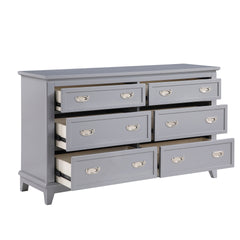 Gray Finish Dresser with 6 Drawers Wooden Modern Bedroom Furniture 1pc