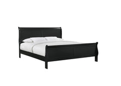 Louis Phillipe Brown Cherry Finish Twin Size Youth Panel Sleigh Bed Solid Wood Wooden Bedroom Furniture