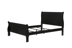 Louis Phillipe Brown Cherry Finish Twin Size Youth Panel Sleigh Bed Solid Wood Wooden Bedroom Furniture