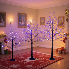 3 Pac Christmas Tree with Purple Lights, 4FT 5FT and 6FT, Lighted Black Tree for Christmas Decoration