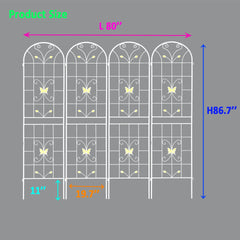 4 Pack Metal Garden Trellis 86.7" x 19.7" Rustproof Trellis for Climbing Plants Outdoor Flower Support Cream White