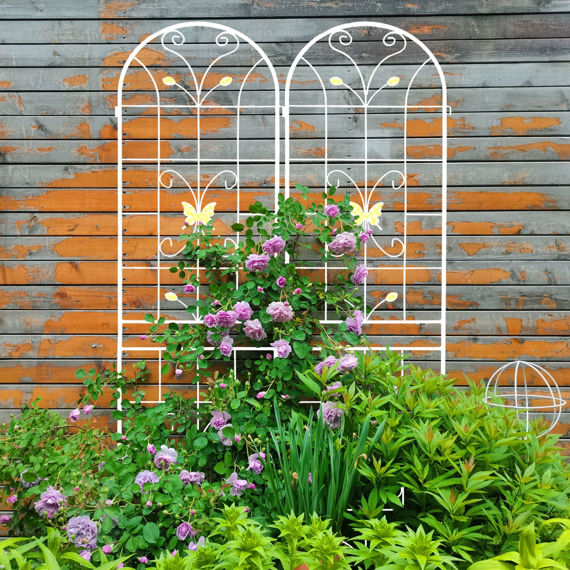 4 Pack Metal Garden Trellis 86.7" x 19.7" Rustproof Trellis for Climbing Plants Outdoor Flower Support Cream White