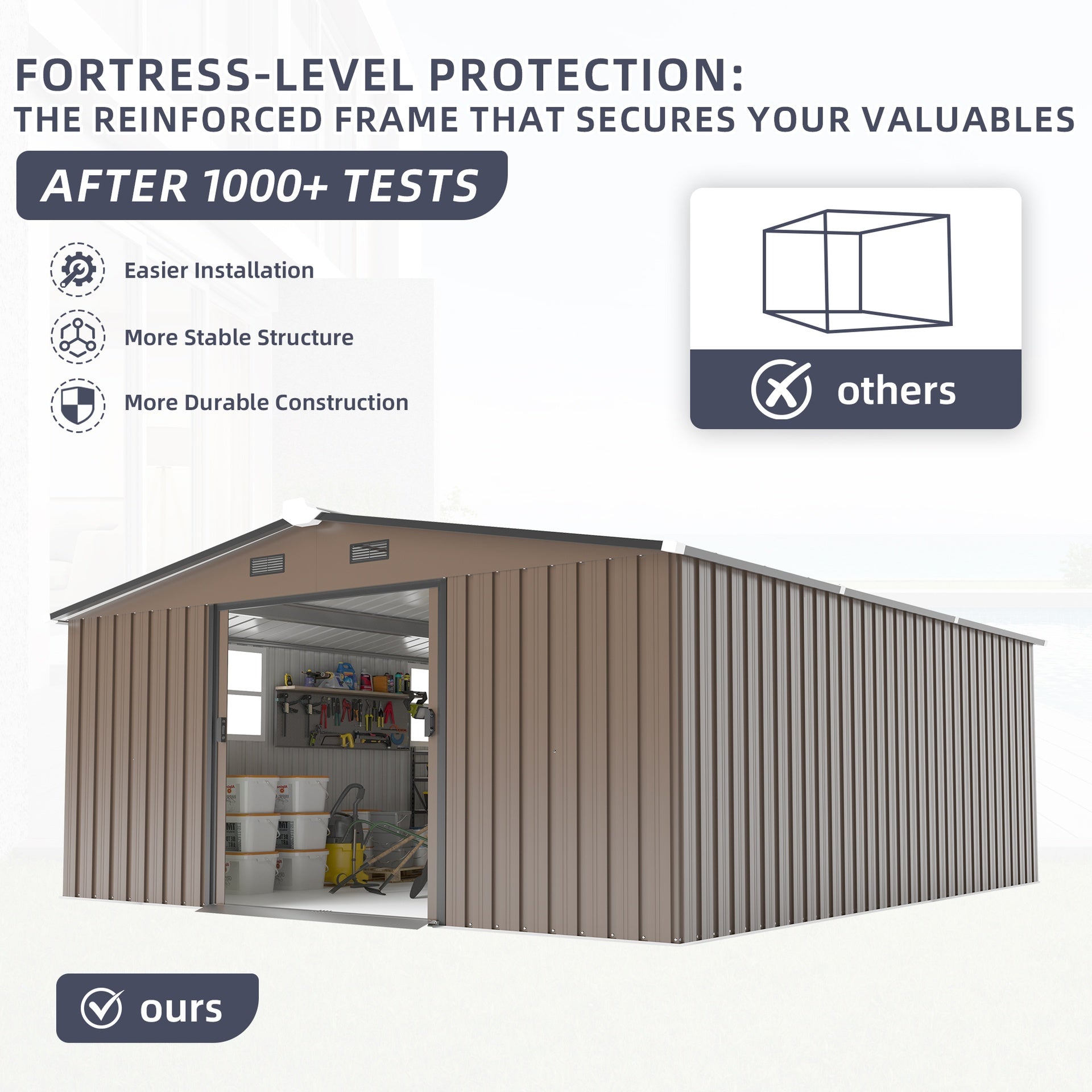 Campcraft 10*12ft  0.25mm color steel plate, surface protective film, Two daylight Windows, A practical and thoughtful gift,two colors can be freely selected storage sheds