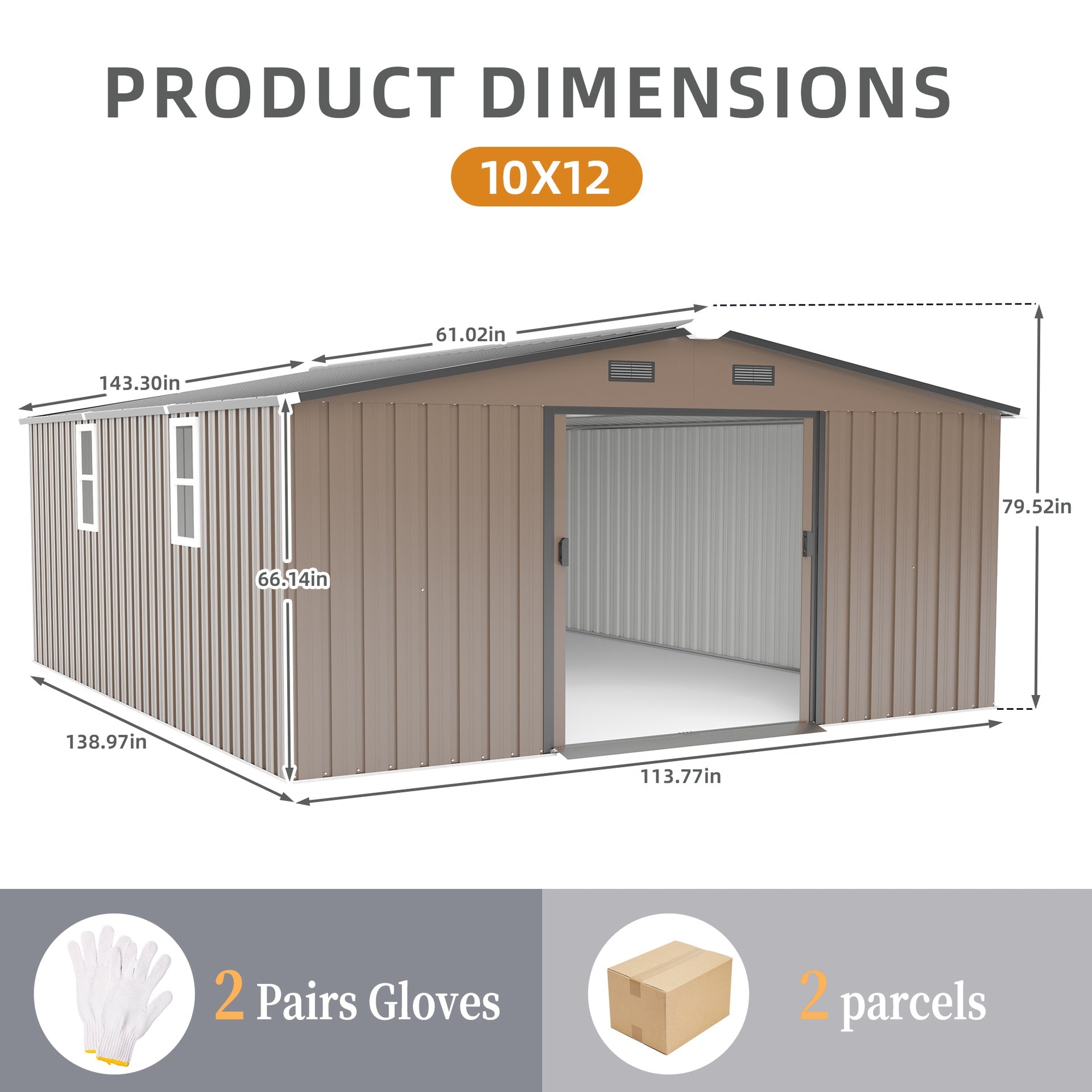 Campcraft 10*12ft  0.25mm color steel plate, surface protective film, Two daylight Windows, A practical and thoughtful gift,two colors can be freely selected storage sheds