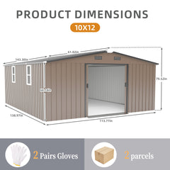 Campcraft 10*12ft  0.25mm color steel plate, surface protective film, Two daylight Windows, A practical and thoughtful gift,two colors can be freely selected storage sheds